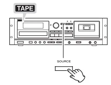 TASCAM CD Player Cassette Deck Owner’s Manual - Press the SOURCE button repeatedly to select TAPE