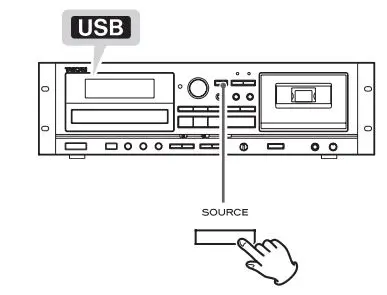 TASCAM CD Player Cassette Deck Owner’s Manual - Press the SOURCE button repeatedly to select “USB”