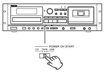 TASCAM CD Player Cassette Deck Owner’s Manual - Set the POWER ON START CD-TAPE-USB switch to TAPE