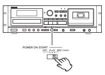 TASCAM CD Player Cassette Deck Owner’s Manual - Set the POWER ON START OFF-PLAY-REC (TAPE)