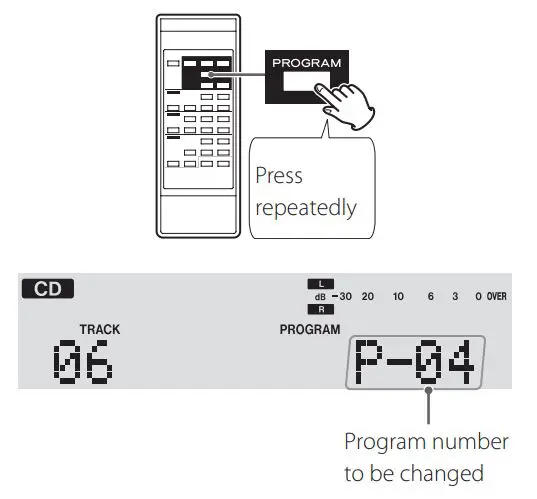 TASCAM CD Player Cassette Deck Owner’s Manual - When playback is stopped, press the PROGRAM button repeatedly until the program number of the track