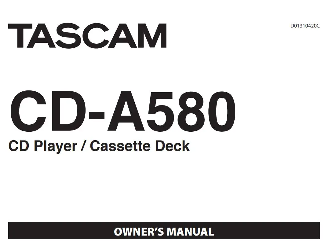 TASCAM CD Player Cassette Deck Owner’s Manual