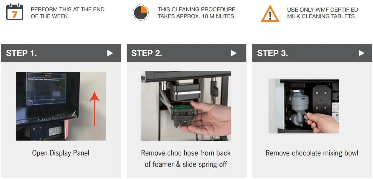 MY COFFEE SHOP WMF 1500S Coffee Machine Instruction Manual - CHOCOLATE WHIPPER MIXER CLEANING