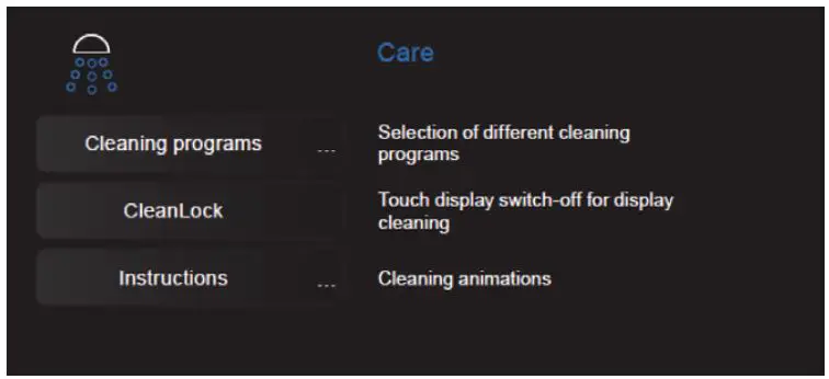 MY COFFEE SHOP WMF 1500S Coffee Machine Instruction Manual - CLEANING OPTIONS