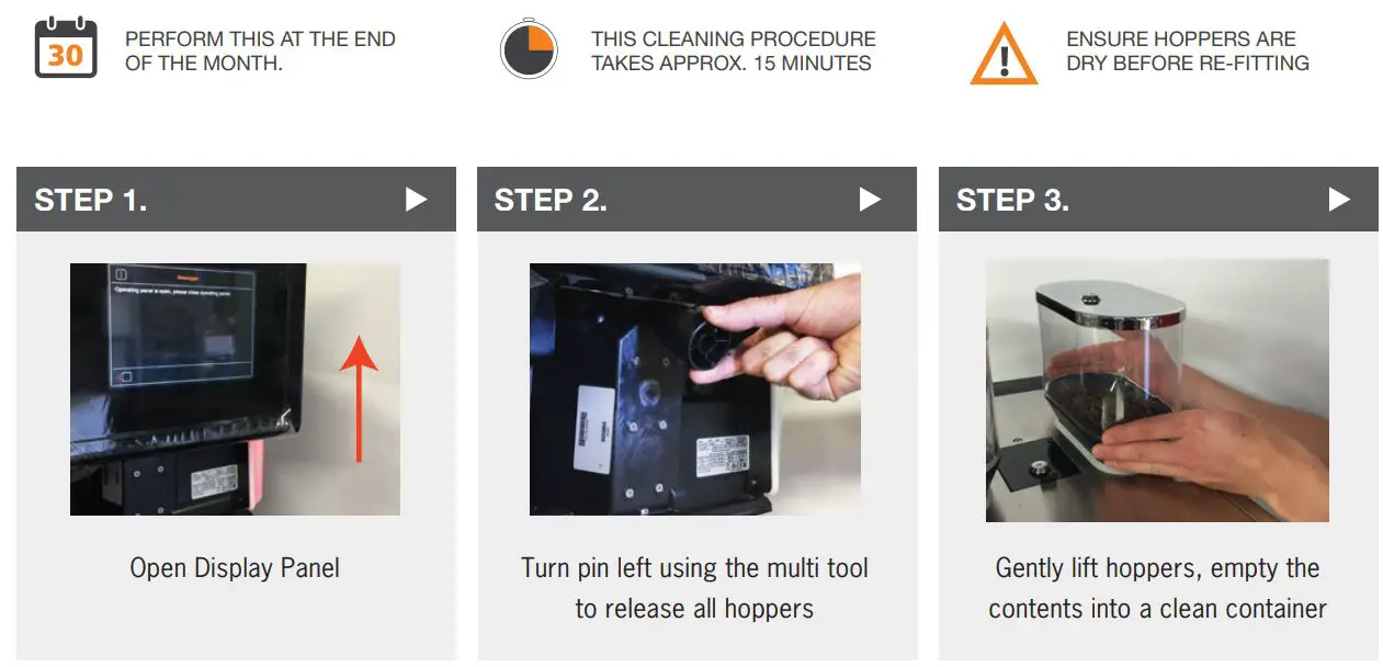 MY COFFEE SHOP WMF 1500S Coffee Machine Instruction Manual - HOPPER CLEANING