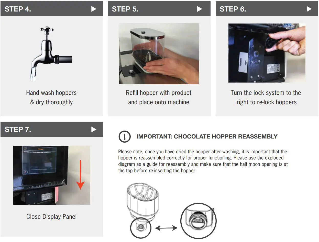 MY COFFEE SHOP WMF 1500S Coffee Machine Instruction Manual - HOPPER CLEANING