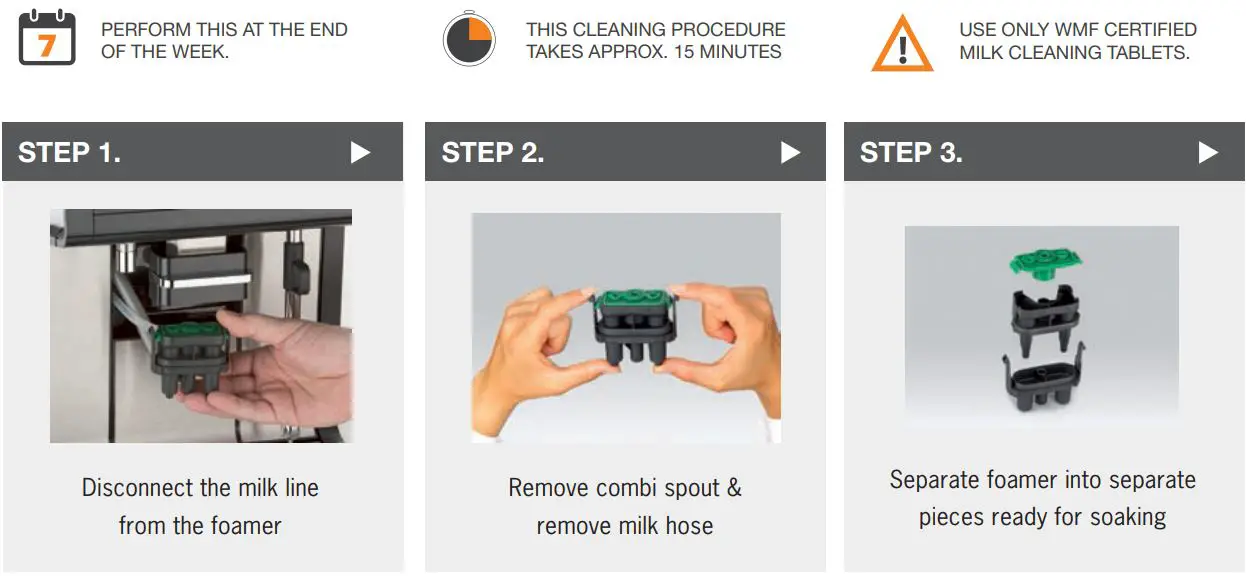 MY COFFEE SHOP WMF 1500S Coffee Machine Instruction Manual - MILK SYSTEM EXCHANGE & CLEAN