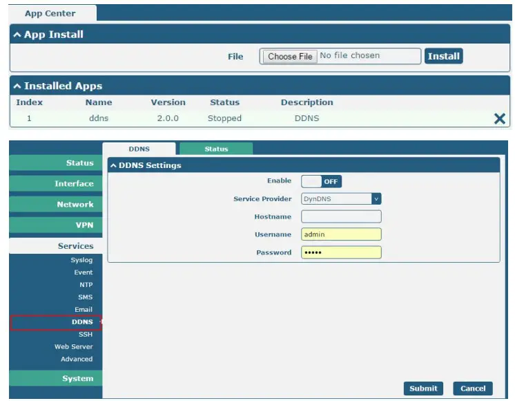 DDNS robustel App -Services par