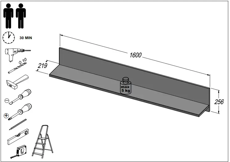 OTTO CLFB02 Wall Shelf CLIP - Assembling instruction 1