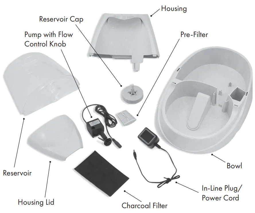Drinkwell D2-CA-17 Platinum Pet Fountain - 5 Litres Components