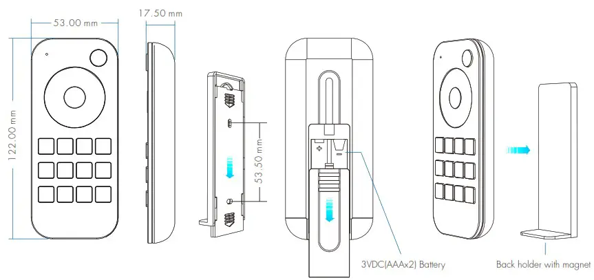 SKYDANCE RT8C CCT Touch Wheel RF Remote Controller - Mechanical Structures and Installations