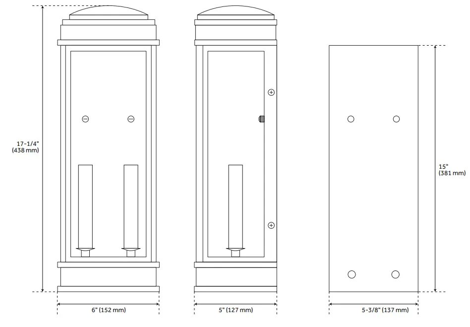 PARK HARBOR 476889 Fairplex 2 Light Outdoor Entrance Wall Sconce Light - Parts