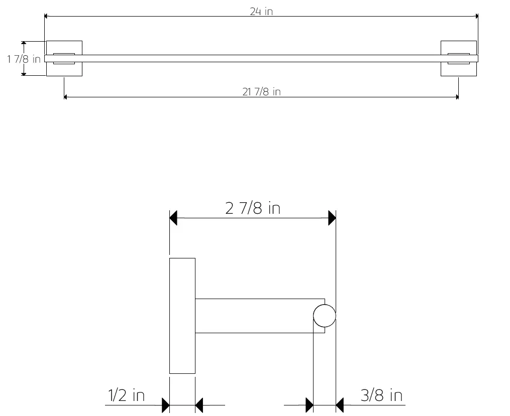 artos TA535 Trova 24 Inch Towel Bar Square 2
