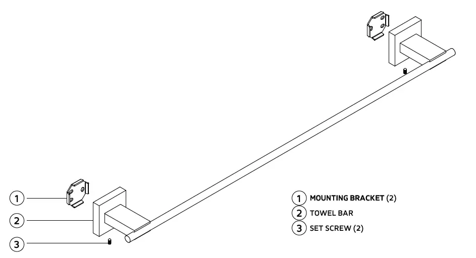 artos TA535 Trova 24 Inch Towel Bar Square 5