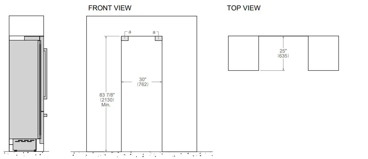 BERTAZZONI REF30BMBIXLT 30 Inch Stainless Steel Left Hinge Built In Bottom Mount Refrigerator - SIDE VIEW 1