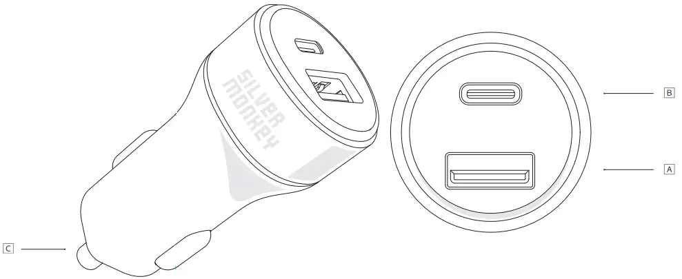 SILVeR MonKey SMA078 USB C Car Charger