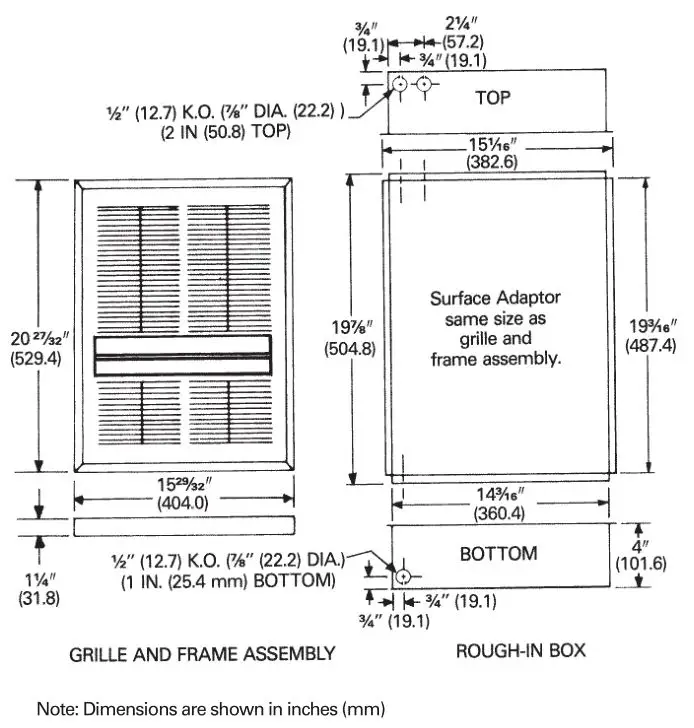 Trane Electric Unit Heaters - Dimensional Data Model UHAA Series 3320
