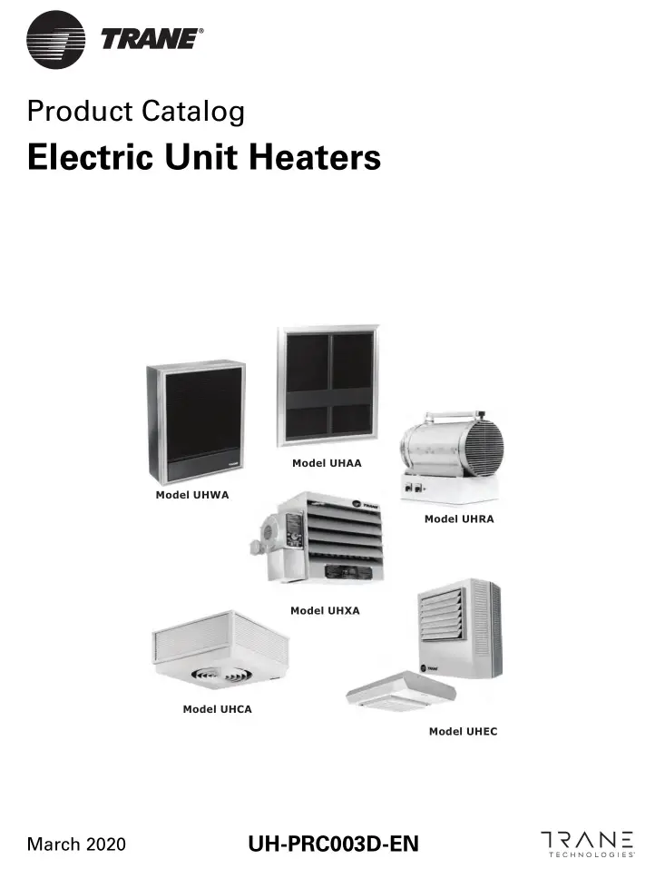 Trane Electric Unit Heaters Product Catalog