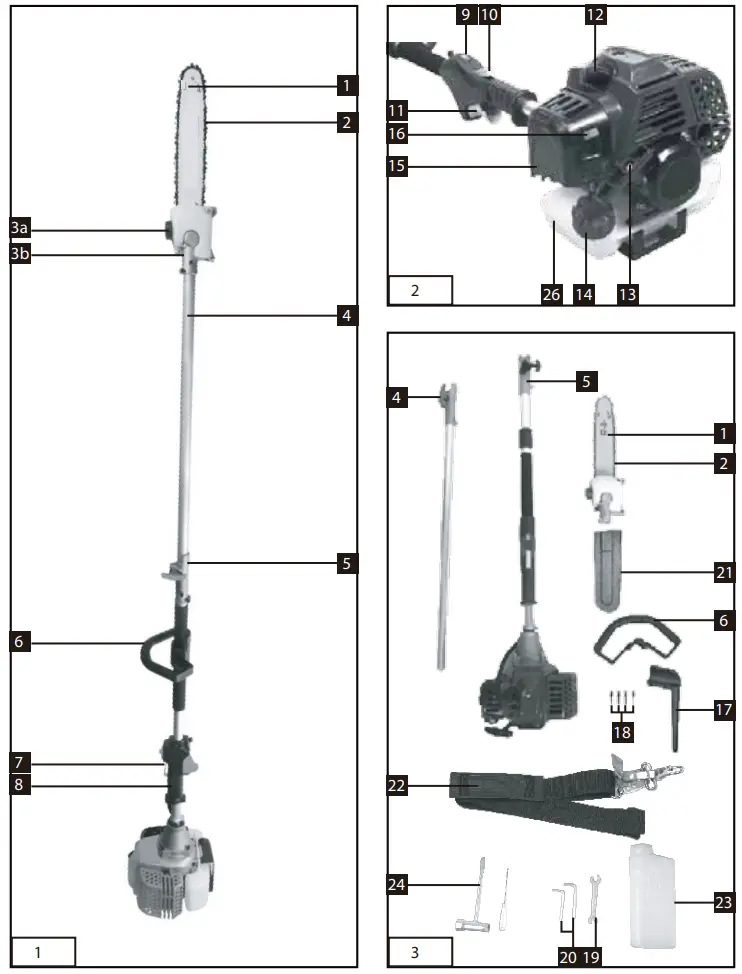BlueMax 32.6cc Gasoline Pole Saw -fig
