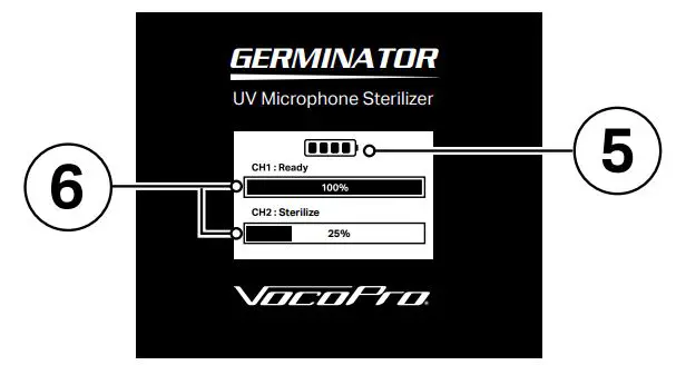 Vocopro GERMINATOR UV Microphone Sterilizer Owner’s Manual - Battery Indicator