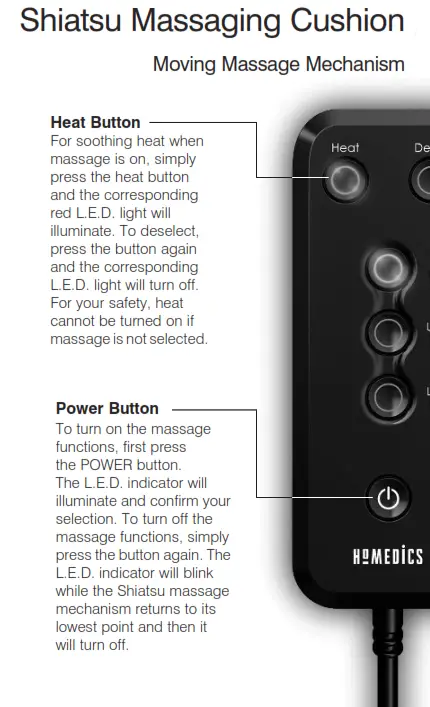Homedics MCS-200HShiatsu Massaging Cushion Moving Massage Mechanism Instruction - CON