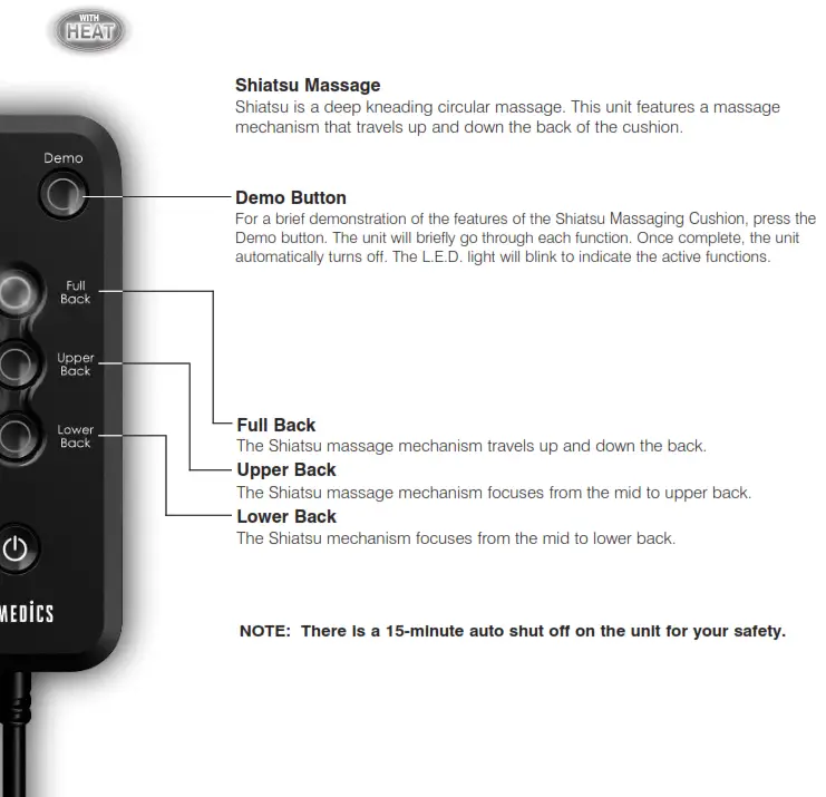 Homedics MCS-200HShiatsu Massaging Cushion Moving Massage Mechanism Instruction - Shiatsu Massage