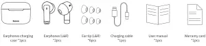 Baseus Bowie E9 True Wireless Earphone -Packing List