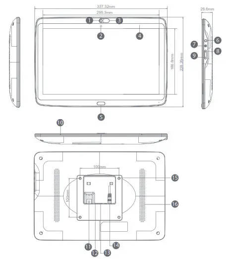 global sources WH1333T Android Tablet- Exterior Components