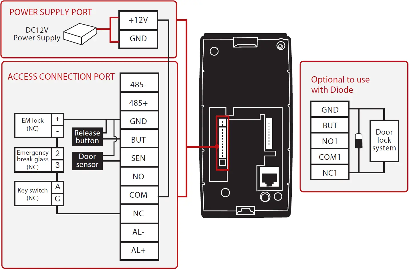For NC (normally close) door lock system