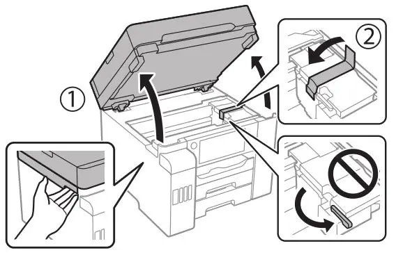 EPSON Cartridge Refilling ET-5800 - Lift up the scanner unit & Remove all protective materials