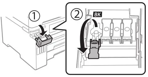EPSON Cartridge Refilling ET-5800 - Open the ink tank cover, then open the cap