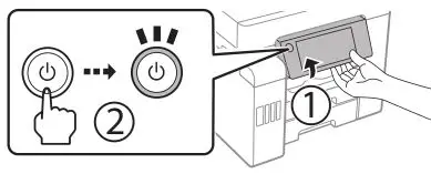 EPSON Cartridge Refilling ET-5800 - Raise the control panel, then press the power button