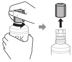 EPSON Cartridge Refilling ET-5800 - Unpack the black (BK) ink bottle