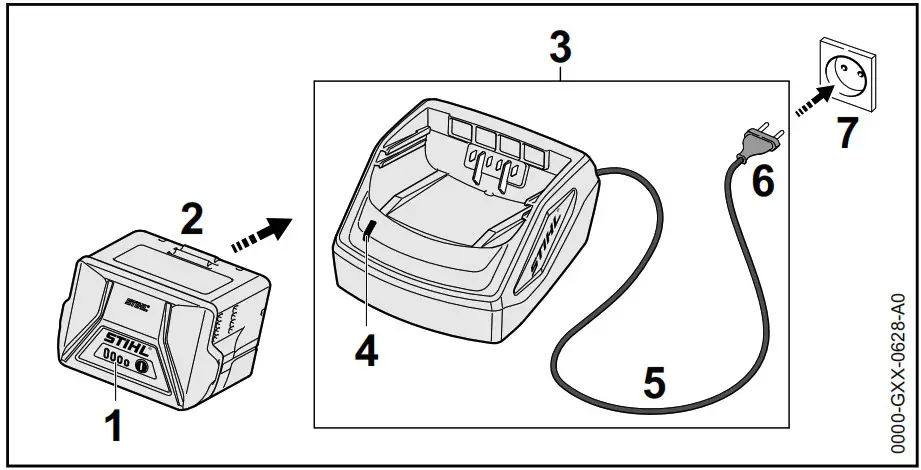 STIHL HSA 56 Hedge Trimmer - Charging the Battery