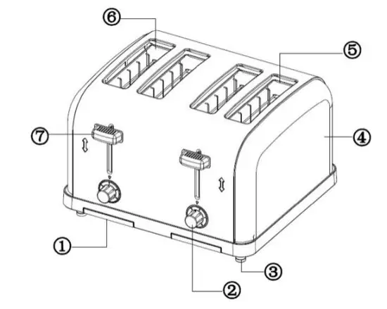 HEBVEST CT04MD 4 Slice Commercial Toaster - figure 1