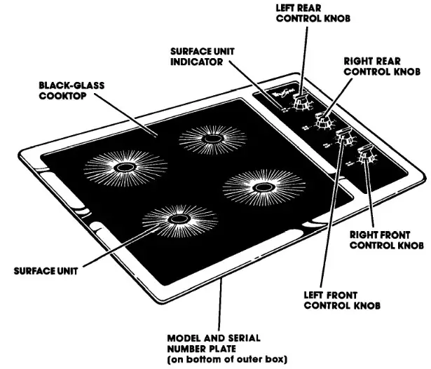 Whirlpool RC86OOXP Electric Black Glass Cooktop - Parts and features