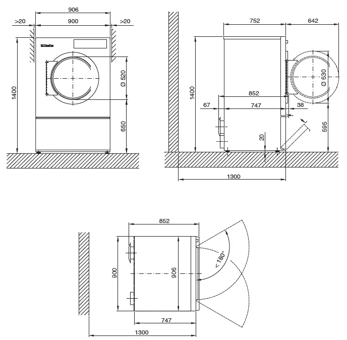 Miele PDR 914 G Professional Vented Gas-Fired Tumble Dryer Fig1