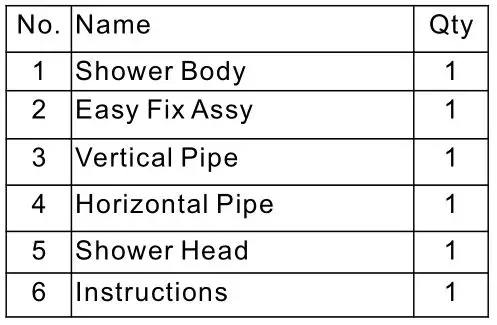 HARRISON Shower Thermostatic Mixer-Component Listing
