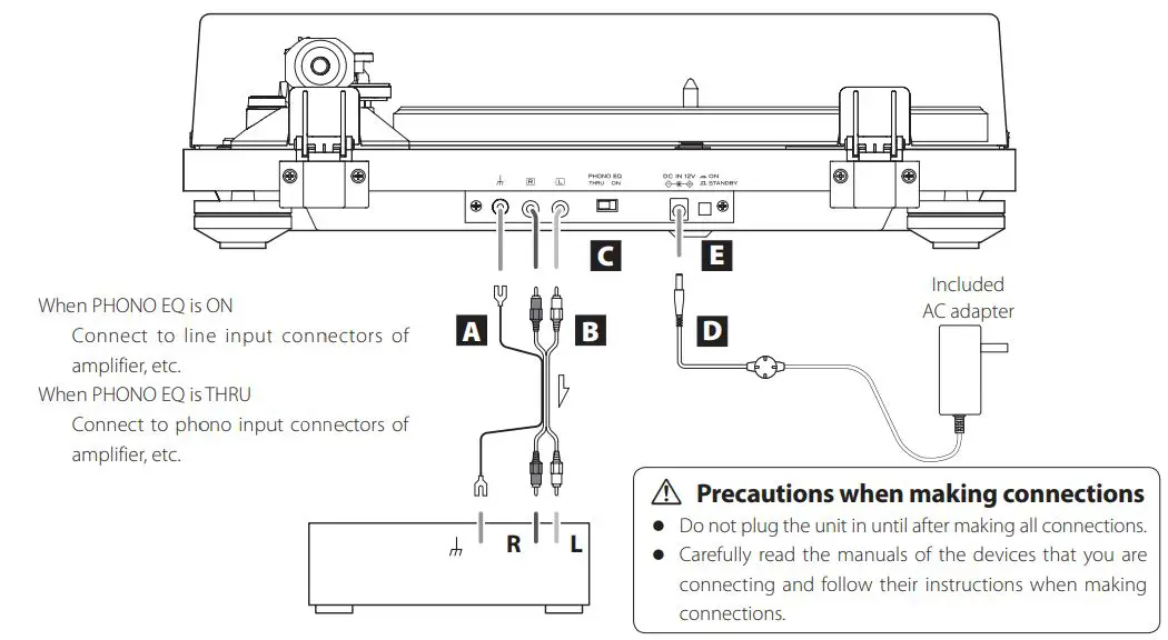 TEAC TN-400BT-SE Manual Belt Drive Turntable Owner's Manual - Connections