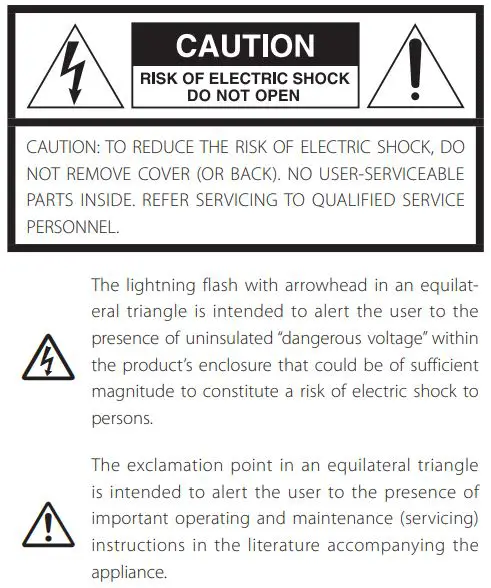 TEAC TN-400BT-SE Manual Belt Drive Turntable Owner's Manual - Warning Symbol