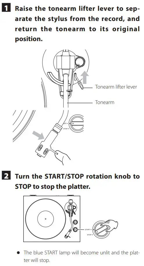 TEAC TN-400BT-SE Manual Belt Drive Turntable Owner's Manual - When playback finishes