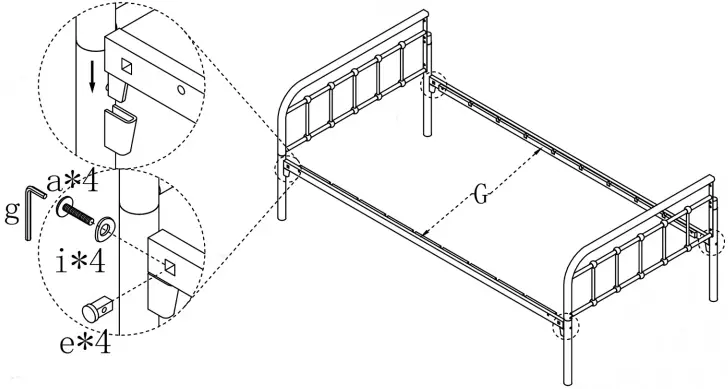 Unbranded BR Bronze Metal Frame Twin Platform Bed C3