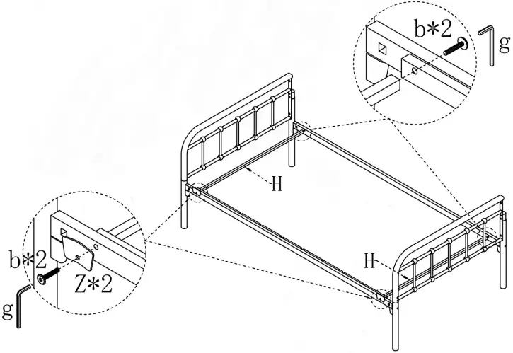 Unbranded BR Bronze Metal Frame Twin Platform Bed C4