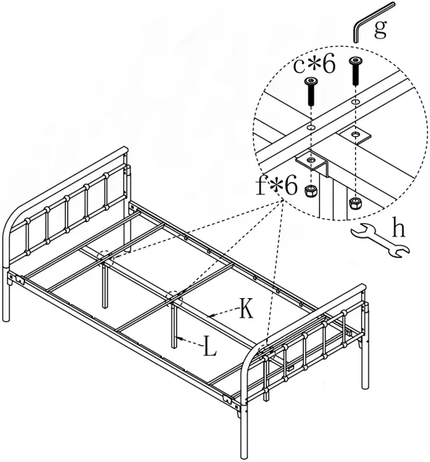 Unbranded BR Bronze Metal Frame Twin Platform Bed C6