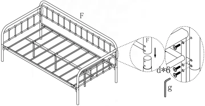 Unbranded BR Bronze Metal Frame Twin Platform Bed C8