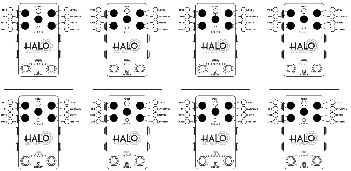 KEELEY KHaloB12 Halo Andy Timmons Dual Echo Pedal - YOUR HALO SETTINGS