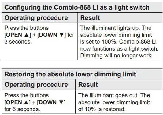 elero Combio-868 LI Built In Radio Receiver for Lighting Systems Instruction Manual - Adapting an illuminant