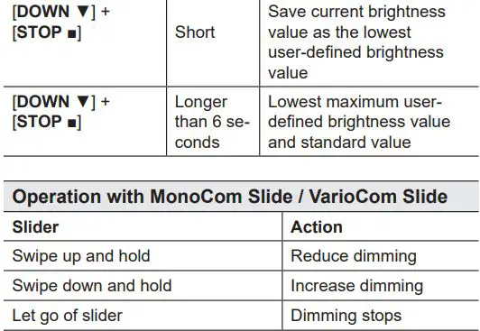 elero Combio-868 LI Built In Radio Receiver for Lighting Systems Instruction Manual - General control options