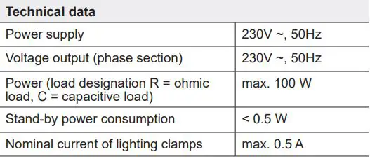elero Combio-868 LI Built In Radio Receiver for Lighting Systems Instruction Manual - Technical data