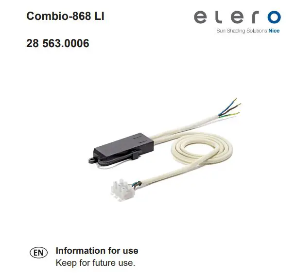 elero Combio-868 LI Built In Radio Receiver for Lighting Systems Instruction Manual